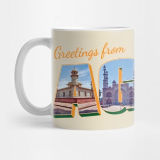 Greetings from Agra in India Vintage style retro souvenir Mug